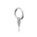 Polished silver stainless steel hoop earring with a sleek punk style cone pendant - Single Short Spike Ear Hoop / Steel