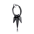 Black punk style stainless steel clip-on earrings with three sharp cone pendant dangles - Triple Spike Ear Clip / Black