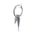 Silver stainless steel non-piercing earring with double cone spikes and clip-on design - Double Spike Ear Clip / Steel