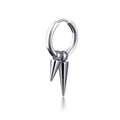 Orecchini a cerchio in acciaio argento con pendenti a punta in stile punk moderno - Argento Doppia Punta Cerchio