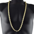 Collana spessa a corda dorata da 5mm per uomo su busto di manichino, lunga 76cm - Oro