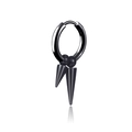 Black stainless steel hoop earring with double cone tassel spikes in punk style - Double Spike Ear Hoop / Black