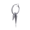 Orecchino a clip argento lucido con ciondolo a punta stile punk per orecchie senza buco - Acciaio Doppia Punta Clip