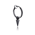 Black plated stainless steel punk hoop earring with conical spike pendant and clip-on pad - Single Short Spike Ear Clip / Black