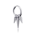 Orecchino a cerchio in acciaio inox argento con tre punte lucide in stile punk rock - Argento Tripla Punta Cerchio