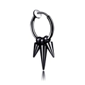 Boucle d'oreille clip punk en acier inoxydable noir avec trois pointes verticales - Triple Pointe (Style H) / Noir