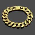 Bracciale cubano da uomo in oro con dettagli in diamanti e stile hip-hop alla moda - 8.5inch / Oro