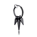 Orecchini a clip punk in acciaio nero con tre ciondoli a punta per orecchie senza buco - Nero Tripla Punta Clip