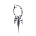 Orecchino a clip in acciaio inossidabile argento con tre punte in stile punk - Argento Tripla Punta Clip