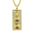 Collana hip hop con pendente a forma di altoparlante dorato e zirconi incastonati - Oro
