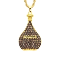 Collier pendentif flacon de parfum doré avec strass violets sur une chaîne torsadée - Chaîne de Corde 76cm / Or (Zircone Violette)