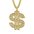 Collier hip-hop doré avec pendentif dollar serti de strass et chaîne cubaine - Style Chaîne Cubaine Symbole USD / Or