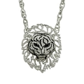 Collana con ciondolo a testa di tigre hip hop con strass luccicanti e catena argento - Argento