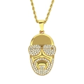 Hip-hop herenketting met portrethanger in gouden afwerking en witte kristallen - Goud