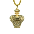 Pendentif flacon de parfum en forme de cœur doré avec gravure Juliet et chaîne - Pendentif 5,3x3,9 cm (Longueur de la Chaîne 76 cm) / Or + Pierre Jaune