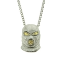 Iced out bivakmuts hanger ketting met Cubaanse schakelketting in zilver en goud - Zilver