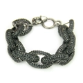 Iced out hip hop chain bracelet with black crystals and gunmetal plating finish - Black