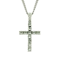 Classic silver hip hop cross pendant necklace with sparkling pavé crystals and fine chain - Cross 5.7*3cm (Silver) - 3mm*60cm Stainless Steel Cuban Chain