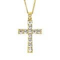 Klassieke gouden kruishanger ketting met fonkelende strass-steentjes en bijpassende schakelketting - Rhinestone Kruis (Goud) - 3mm*60cm Roestvrij Stalen Schakelketting