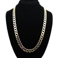 Polished 12mm wide golden Cuban link chain necklace displayed on a black mannequin - 80*1.2cm / Gold
