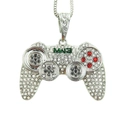 Collana controller di gioco hip hop con strass colorati e scritta MW3 creativa - Argento