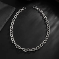 Herren O-Kette Hosenkette in Silber mit doppelten Karabinerverschlüssen auf schwarzem Grund - Silber