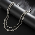 Gothic hip hop silver layered wallet chain with cross link and twisted metal design - Cross Style (02030)