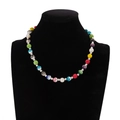 Colorful rhinestone beaded necklace for men featuring vibrant pavé crystal spheres - Colorful