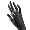 Men's 4-piece vintage silver ring set with gothic cross and floral hollow patterns - Ancient Silver (06957)