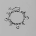 Zweilagiges silbernes Edelstahlarmband mit hohlen Blumenanhängern und Kugeln - Silber