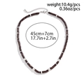 Collier pour homme en perles de bois marron foncé avec accents argentés et fermoir - Multicolore (05579)