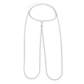 Men's silver stainless steel body chain with tag and dense link hip hop waist chain - Silver