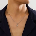 Polished silver lightning bolt pendant necklace for men with a box chain style - Silver