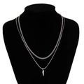 Detail showing silver layered Cuban and snake chain with a sharp cone spike pendant - Silver Spike Pendant Style (04658)
