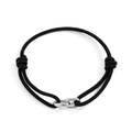 Dettaglio del bracciale in corda intrecciata nera con doppie fibbie in metallo argentato - Argento(02320)