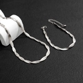 Men's silver woven twisted chain necklace and bracelet set with lobster clasp - Silver Style
