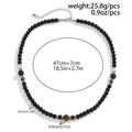 Tiger eye and lava stone beaded necklace for men with adjustable extender chain - Silver (06530)