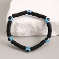 Pulsera para hombre con cuentas heishi negras y cuentas de ojo turco azul nazar - Estilo Multicolor 4