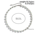 Men's beaded necklace featuring white faux pearls and green beads with adjustable clasp - White (06796)