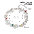 Herren Perlenarmband mit bunten Strasssteinen und Silberkette, Länge 20+5cm - Weiß K (02760)