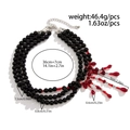 Three-layer black beaded necklace with red blood drop pendants for men and women - Silver Tone Red and Black (06701)