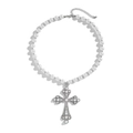Collana con ciondolo a croce di perle vintage con design traforato argento stile gothic - Argento