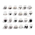 24-piece men's vintage silver alloy ring set with diverse hip hop designs and size chart - Antique Silver (06049)