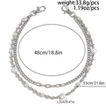 Zweilagige Hip-Hop-Hosenkette für Herren mit Metallperlen und weißen Perlen - Silber Stil (01744)