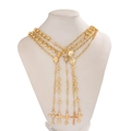 Ensemble de cinq colliers dorés superposés avec pendentifs croix et médailles - Style Doré (06080) / Or