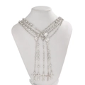 Ensemble de cinq colliers croix multicouches en argent avec perles pour hommes - Style Argenté (06080) / K Blanc/Argent