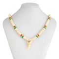 Collana hip-hop da uomo con perle in legno, gusci di cocco e pendente dente di squalo - Multicolore 2
