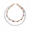 Multi-layer pearl pants chain with colorful heart-shaped zircon for hip-hop style - Gold Color (01750)