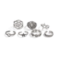 Retro silver starfish ring set with seven vintage bohemian and gothic style pieces - Ancient Silver-06484