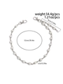 Catena da uomo con perle finte da 52 cm con chiusure a moschettone in metallo - Catena per Pantaloni a Strato Singolo con Perle Artificiali (01789) / Argento